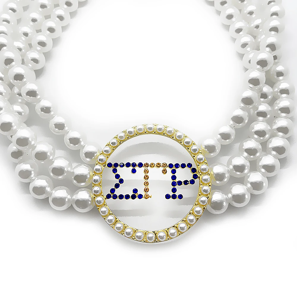 Sigma Blue Pearl with Gold SIgma Necklace main image 0