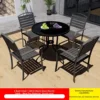4 chaises + table ronde en verre noir 80