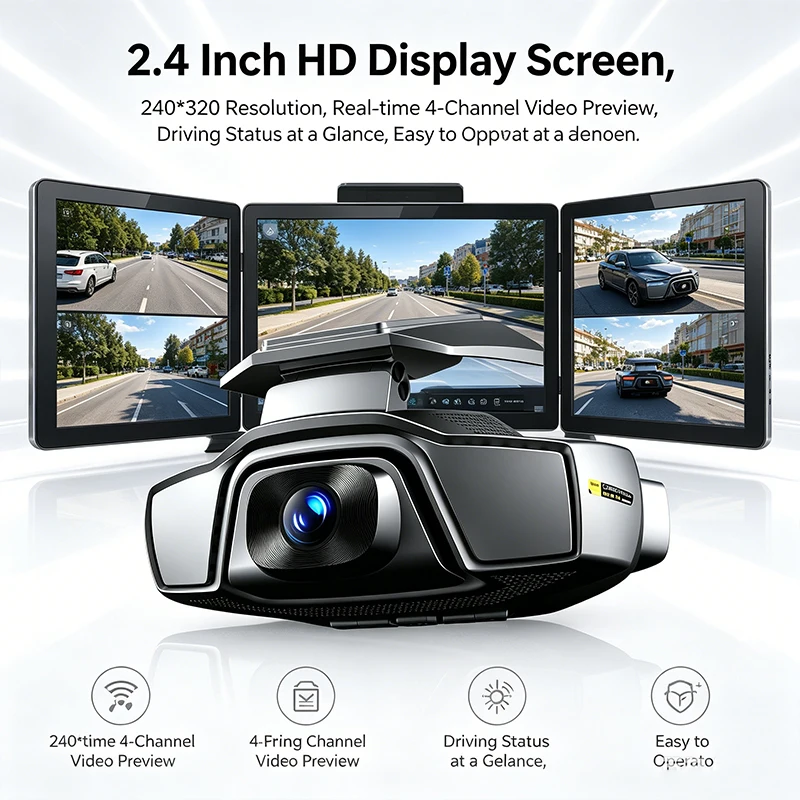 VIEVGUARB GT810 Dash Cam Parking Monitor Loop Recording Night Vision G-Sensor App Control 1080P 360 No Blind Spot IR Built-in
