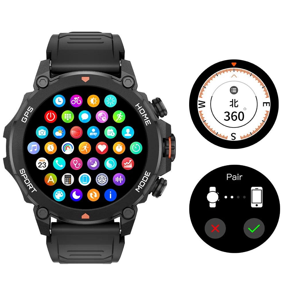 Outdoor GPS G6 1.43inch AMOLED Smartwatch 450mAh 5ATM Waterproof with Compass Altitude B aperçu 2