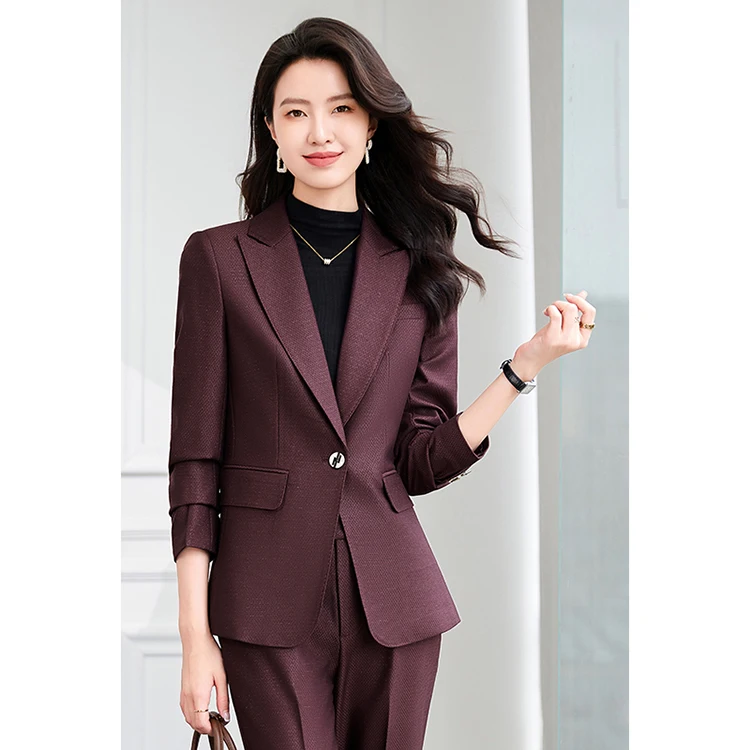 Plus Size Women's Slim Fit Office Suit Set Pants