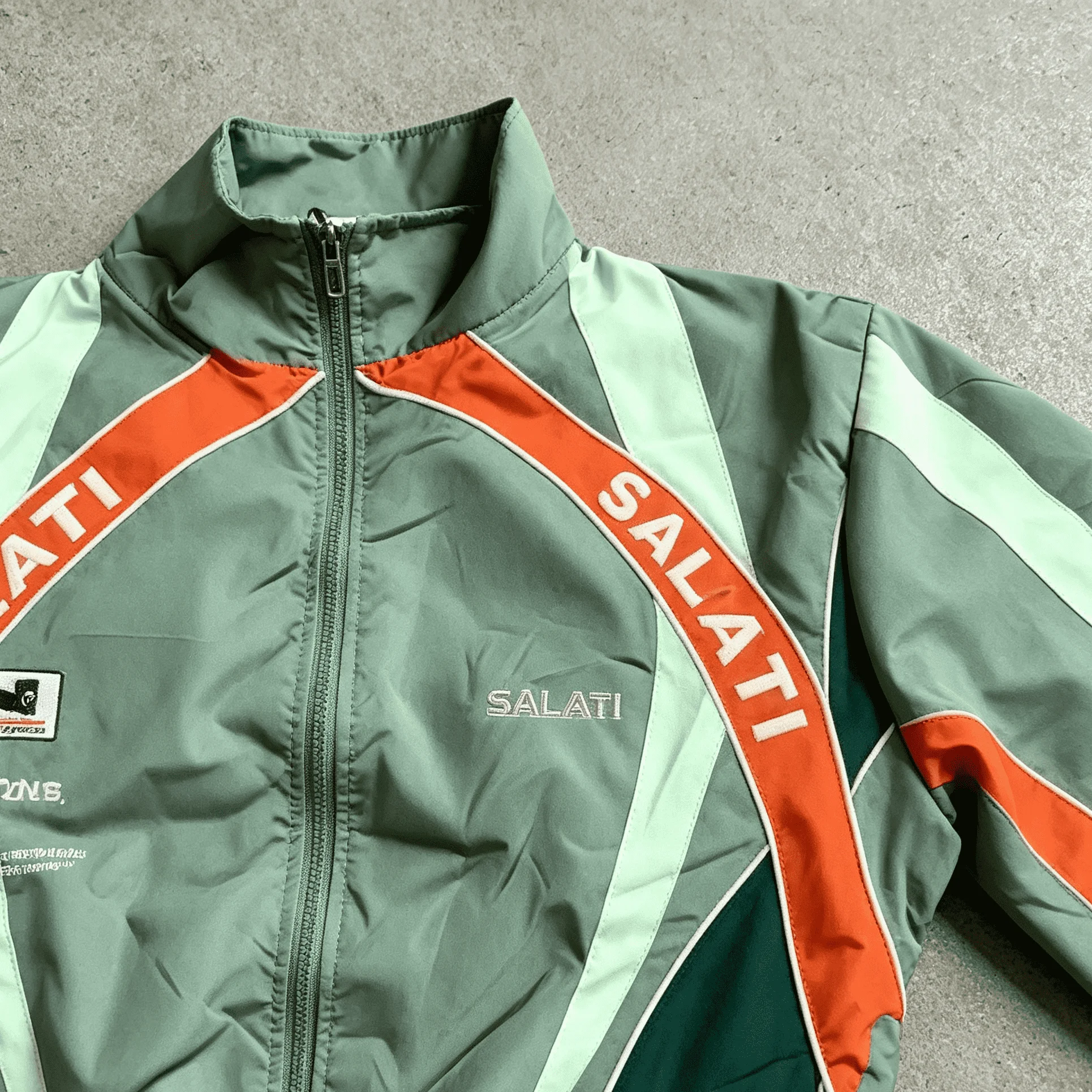 Custom Windbreaker Shorts And Jacket Set For Summer Lightweight Nylon Zip Up Color Block Letter Print Racing Tracksuit gallery 2