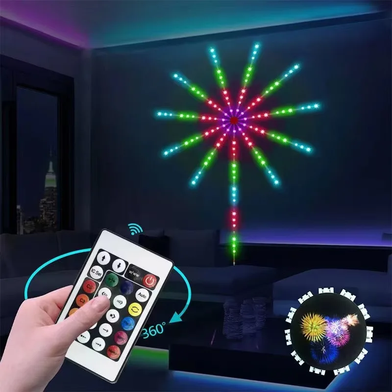 Flexible Intelligent LED Firework Lights Music-Enabled Remote Control for Christmas Parties Festivals Popular for Landscape