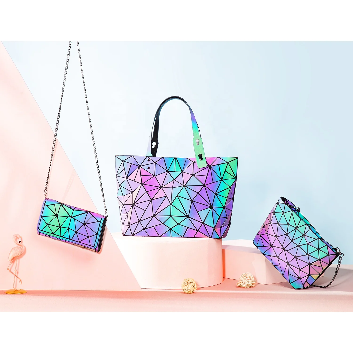 Ladies Purse Geometric Iridescent Bag LOVEVOOK Brand Reflection