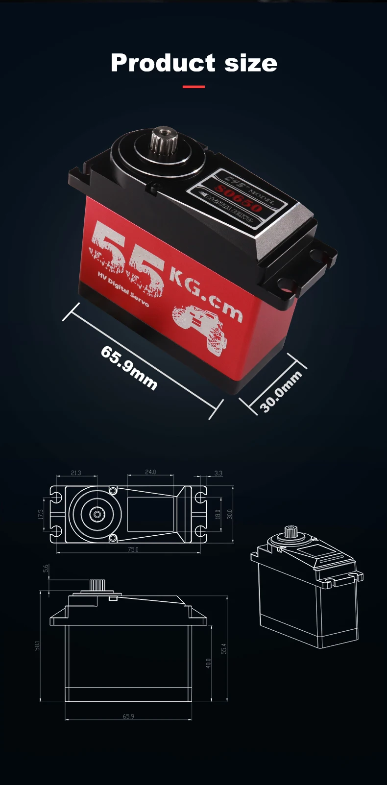 Cyss0650a 60kg Full Metal Case High Torque Steel Gear Digital