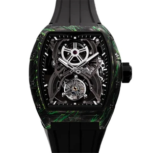 New High-quality Stylish Sports Tourbillon Men's Mechanical Watch Carbon Fiber Automatic Winding Luxury Waterproof Trendy Watch