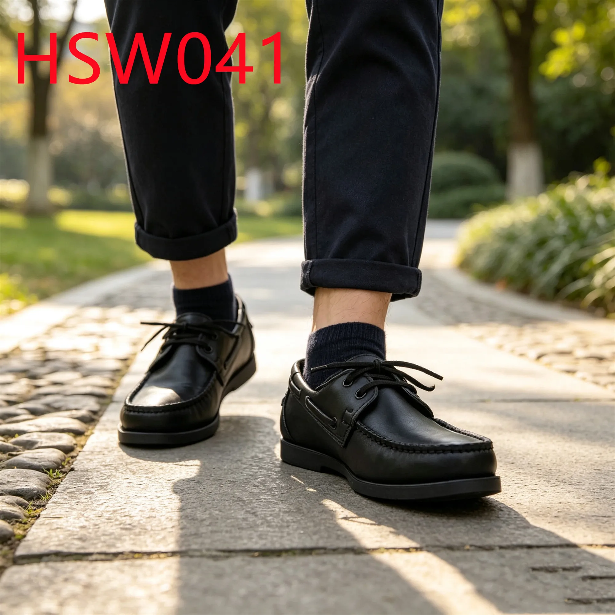 HY,Outdoor Leisure Full Natural Cow Leather Hua Singh Boat Shoes Not Grind Foot Lace up Style Kids&adult Loafer Shoes HSW041