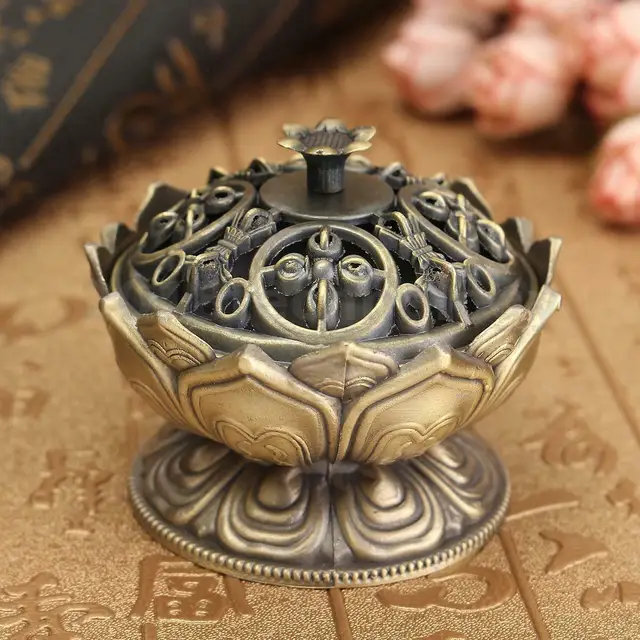 Classic Lotus Incense Burner, Vintage Cone Charcoal Incense Burner, Lotus Cone Incense Holder for Stick and Cone Incense holder