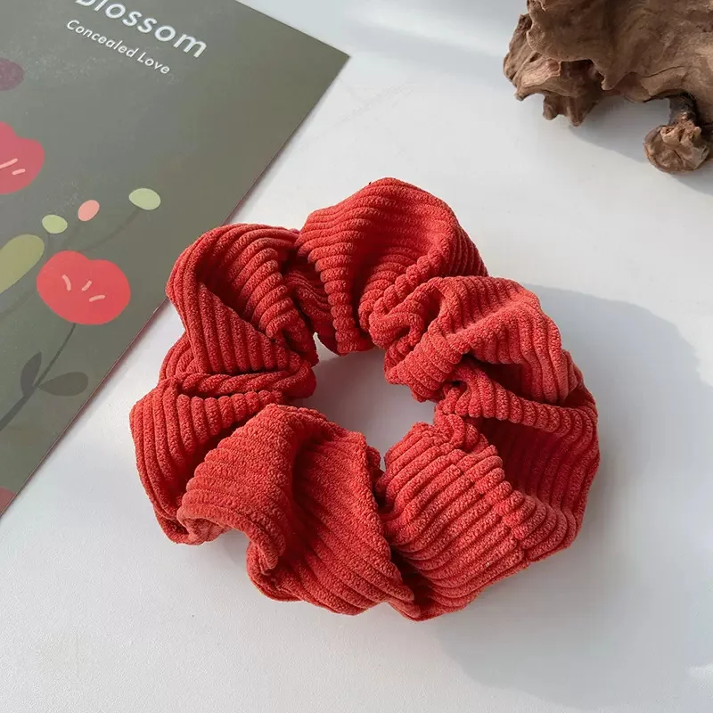 Winter Soft Simple Elastic Large Band Hair Ties Fabric Corduroy