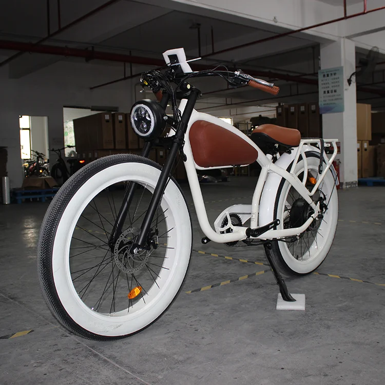 Chopper Vintage Ebike Rear Hub Motor Adult Electric Bicycle 26 Inch 48V Fat Tire Beach Cruiser Electric Retro Bikes for Adults