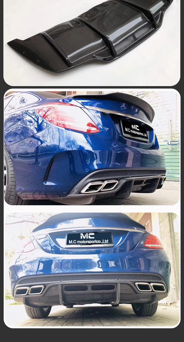 PS Style Carbon Fiber Rear Diffuser for 2015-2017 MERCEDES BENZ C-Class ...