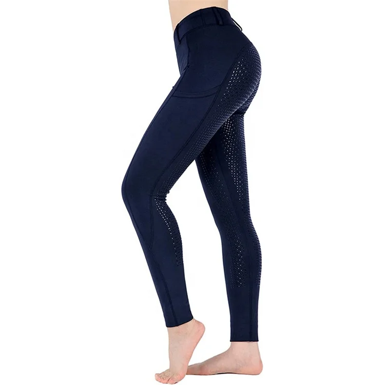 Legging D'équitation Femme Taille Haute Avec Poches Et Poignées Adhérentes