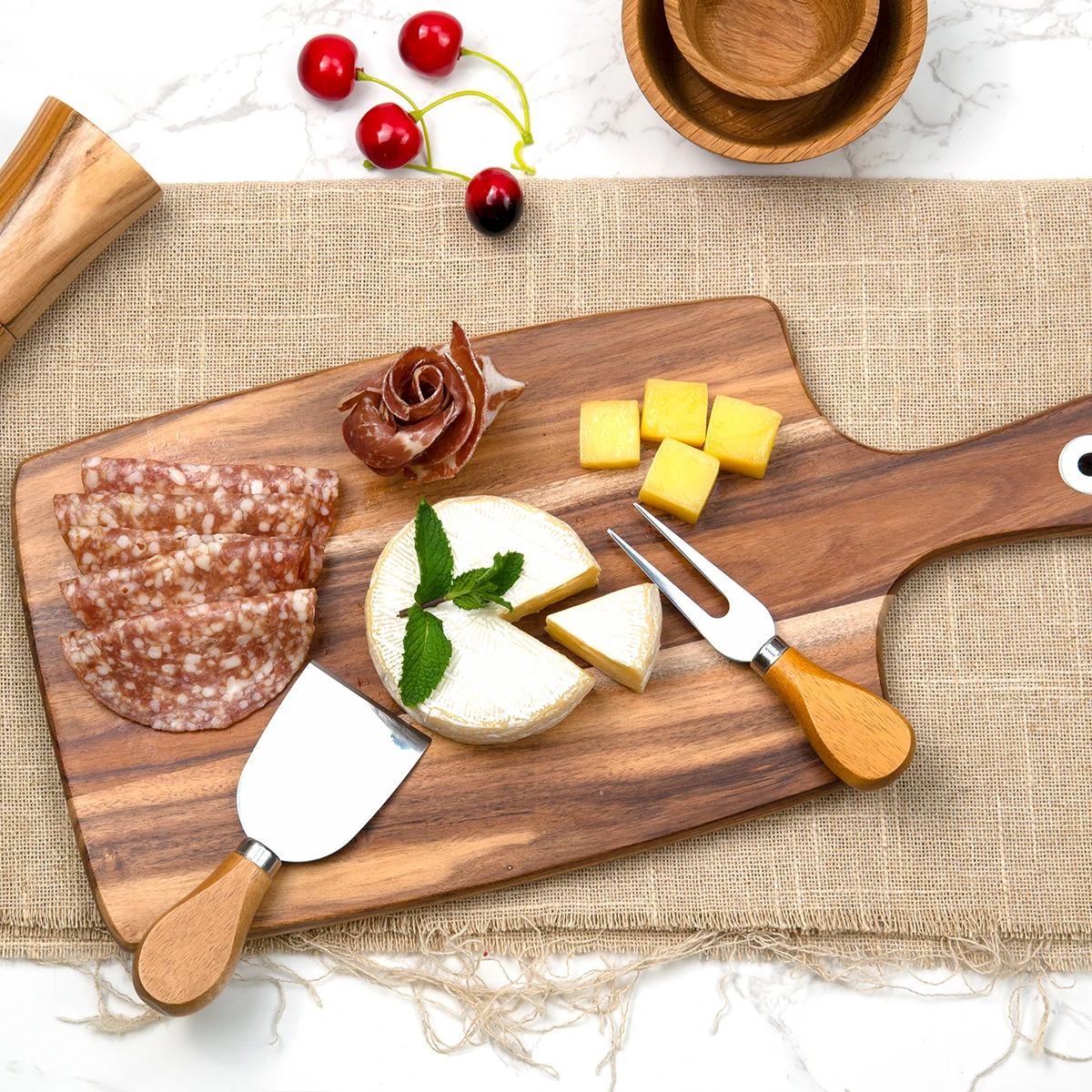 Custom Acacia Wood Bamboo Charcuterie Board Serving Platter for Cheese ...