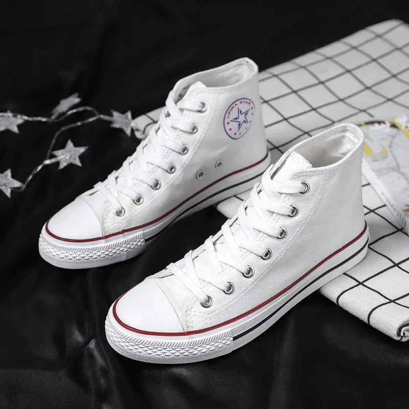 Wholesale Classic Latest White Black Lace Up Whole Zapatos All Port Casual Men Women Canvas neakers hoes,1 Pair