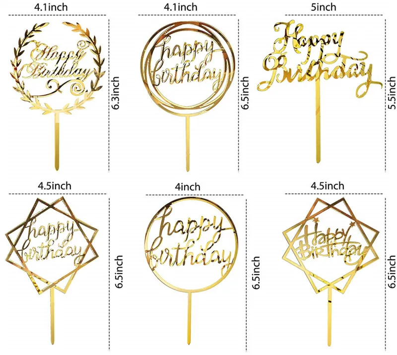 Acrylic Happy Birthday Cake Topper For Cupcake Decoration - Buy Cake ...