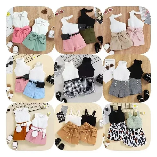 High Quality Children's Wear Set Printed Halter Top Fashion Summer Set Fashion Children's Wear