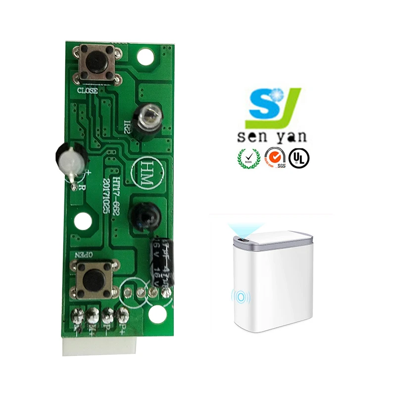 Custom Home Use Intelligent Human Hand Infrared Induction Trash Can Sensor Pcb Home Appliances Automatic Flip Storage Box Pcba
