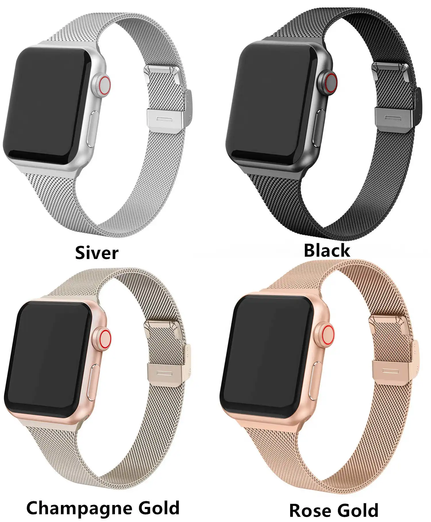 Bracelet Milanais Mince Pour Apple Watch,Acier Inoxydable,44 42 40  38mm,Pour Iwatch Série 7 4 3 5 Se 6,2 Pièces - Buy Bande Montre,Milanese  Montre Bracelet,Bracelet Iwatch Product on Alibaba.com