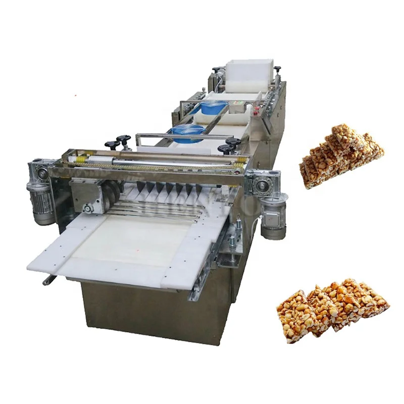 Stable Working Peanut Bar Flatten and Cut Machine / Energy Bar Cutter / Rice Cake Forming Cutting Machine