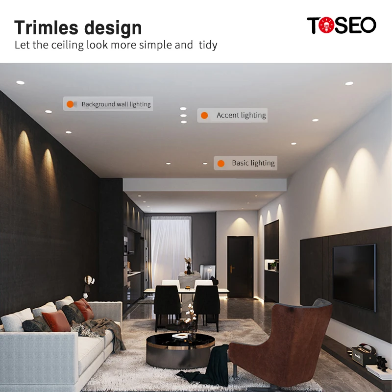 TOSEO Customized Processing Good Quality  Recessed Led GU10 Ceiling Light Trimless Downlights