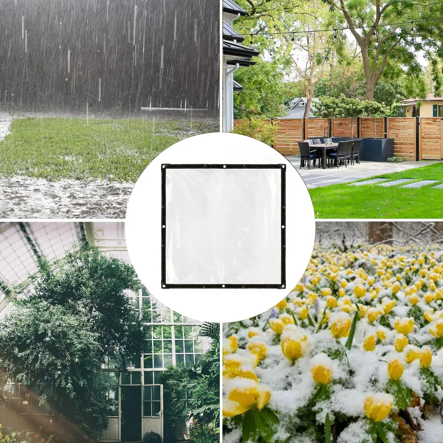 Telone Impermeabile Esterno Telone PVC Trasparente Occhiellato - Copertura Impermeabile Per Esterno 3x4m Telone Occhiellato Protezione - Foto 5