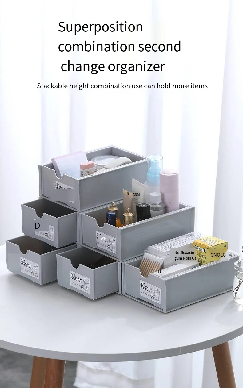 Multilayer drawer clutter box Desktop plastic box toiletries organizer Kitchen storage box Snack organizer basket supplier