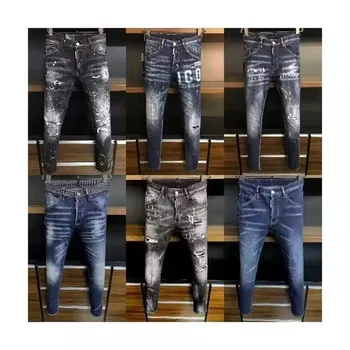 Men's Ripped Skinny Jeans Slim Fit Stretch Distressed Jeans for Men Straight Leg Denim Pants