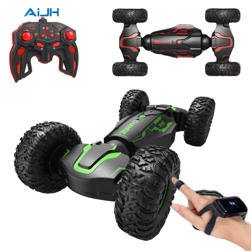 AiJH Double Side Roll Remote Control Race Defend Extreme Vehicle  Climbing Toy Rc Auto Steer Wheel Twisting Stunt Rc Car