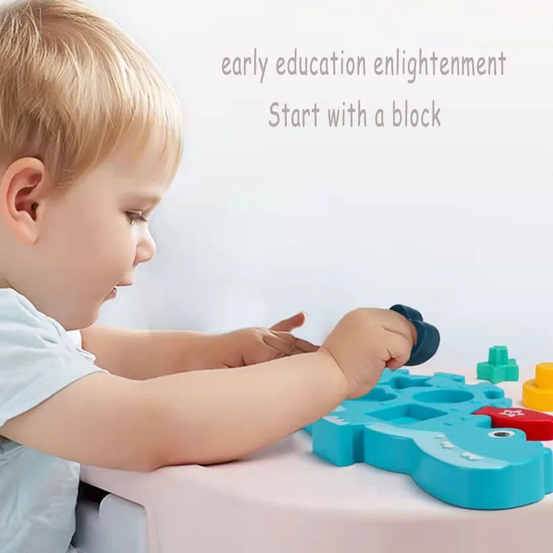 2023 New Hot Dinosaur Puzzle Playmate Toy Baby Enlightenment Shape Matching Learning Cognitive Blocks Set Toys for Kids
