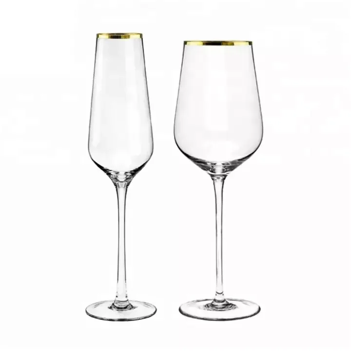 Various Logo and Color Available Glassware With Gold Rim Custom Gold Rimmed Wine Glasses Long Stem Crystal Red Wine Glass Goblet