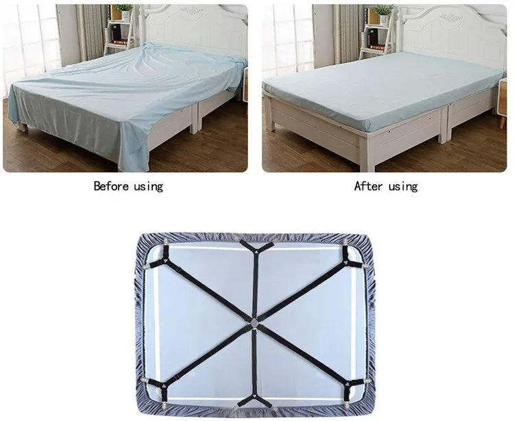 
 Заводская оптовая продажа, 6 боковых застежек для простыни, регулируемые эластичные ремешки для простыни, держатель для круглой квадратной кровати  
