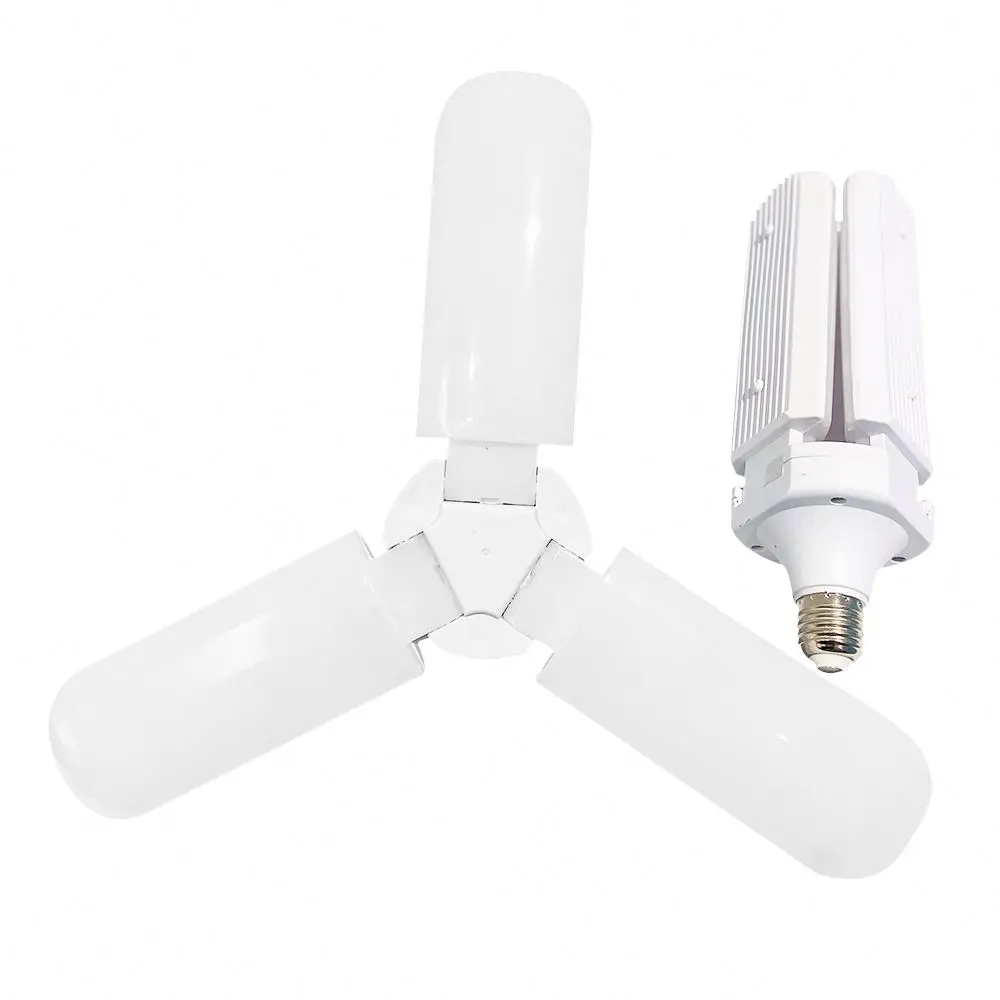 Foldable  E27 45W LED Bulb Fan Blade Angle Adjustable Ceiling White Lamp 220V ST 