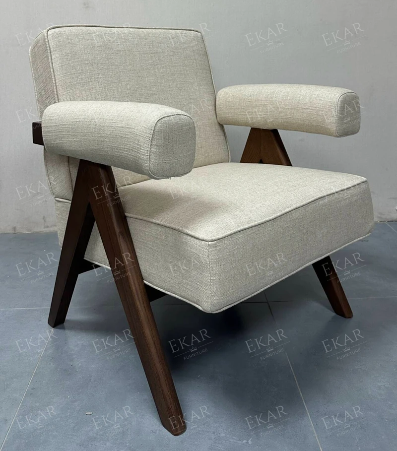 product smoke gray solid wood frame lounge chair with white wax finish-67