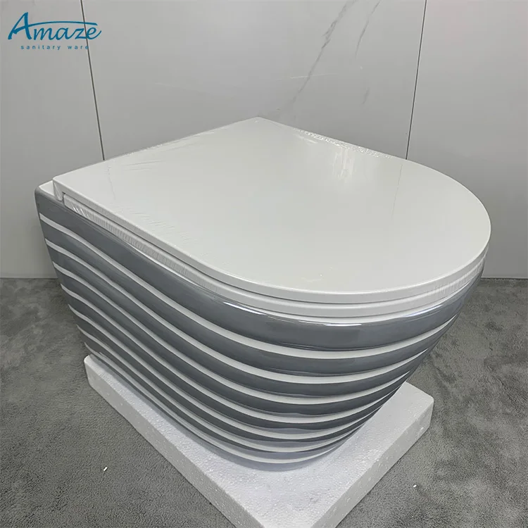 Modern good quality luxury style hide water tank bathroom wall mounted inodoro toilet bowl gild color ceramic wall hung toilet details