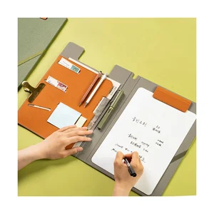 Wholesale Customize logo A4 Reusable Padfolio PU Leather Portfolio Office Supplies Reusable Writing Pad Board File Clip Folder
