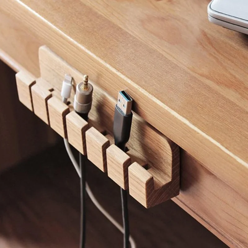 Настольный шнур из массива дуба и USB-органайзер для кабеля для ноутбука