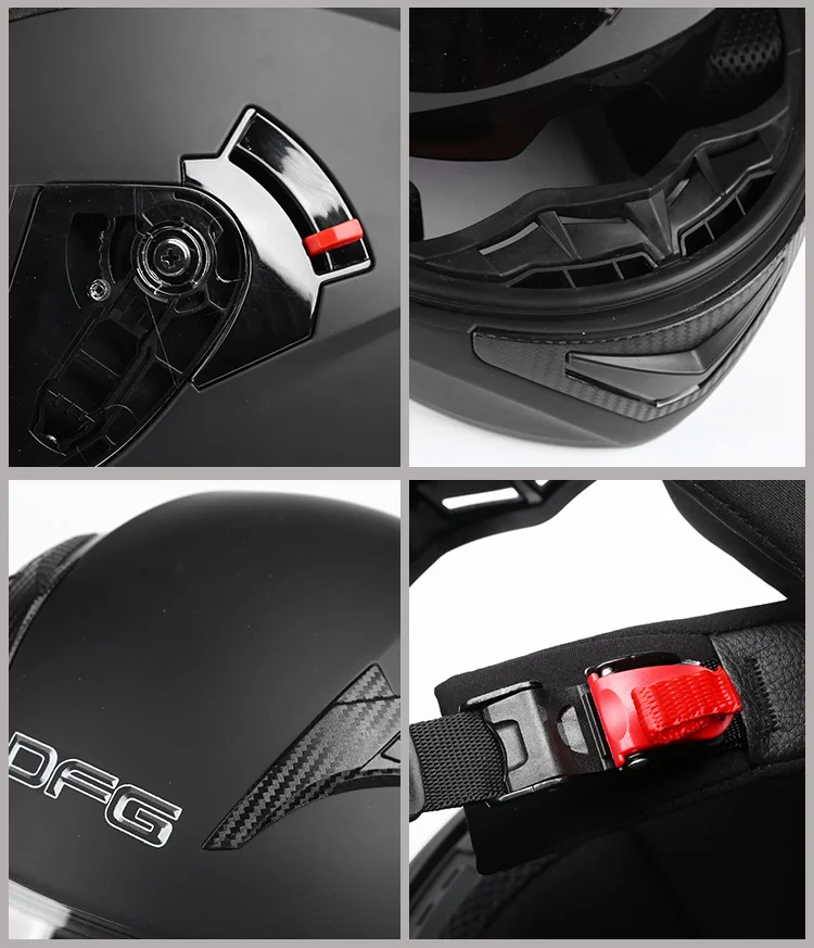 Dfg Full Face Motorcycle Street Bike Helmet With Removable Winter Neck ...