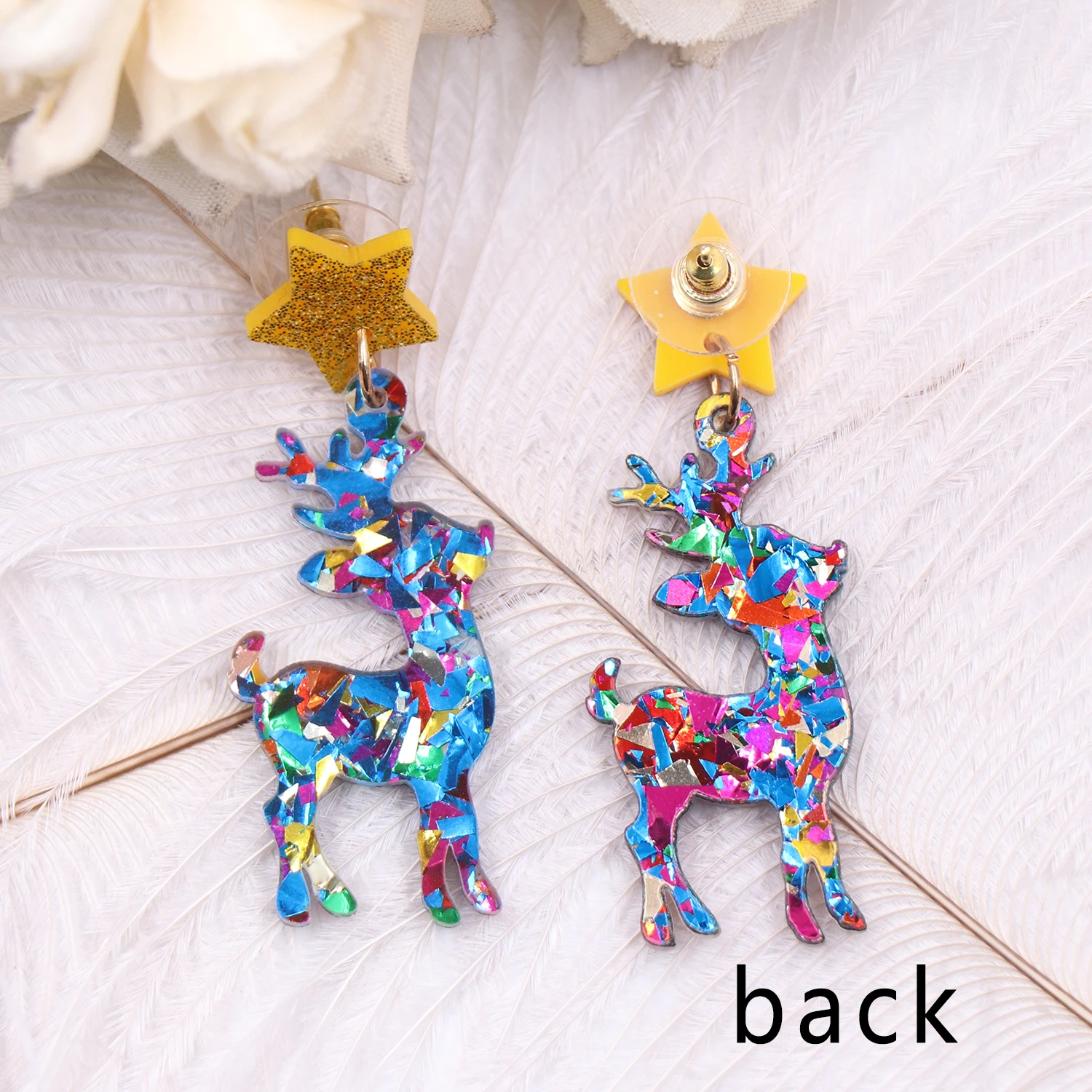 ERS784ER1683  Drop Deer Christmas Trendy Acrylic Earrings New Arrival Custom Jewelry Women Diamond Inlaid High Quality Party manufacture