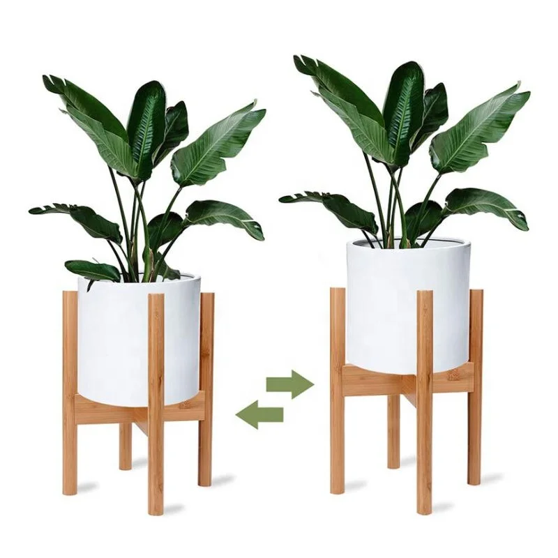 Plant Stand Tall Indoor Outdoor Bamboo Wooden Modern Pot Plant Stands ...