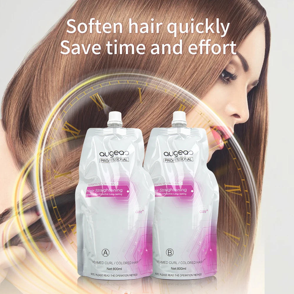 800ml X2 Smoothing and Natural Mild Formula Best Rebonding Price Augeas Brand Permanent Hair Straightening Cream