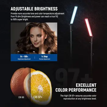 NEEWER RGB Light Wand with 2.4G/APP Control Upgraded 360 Touchable RGBWW Hue Mixer Photography Handheld LED Video Lighting detail image