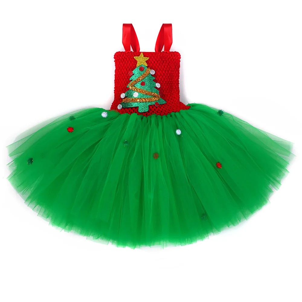 BAIGE Princess Xmas Party Costume Christmas Tree Headband Santa LED Baby  Toddler Girls Christmas Dress for Kids Party