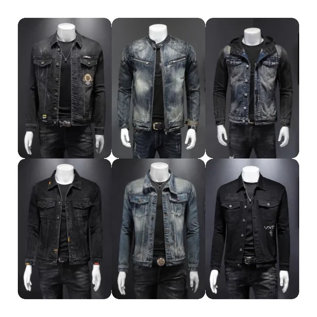 2024 Custom Male Design & Logo Winter Long Sleeve Cotton Jean Jacket Fashionable Casual Plus Size Denim Jacket For Men