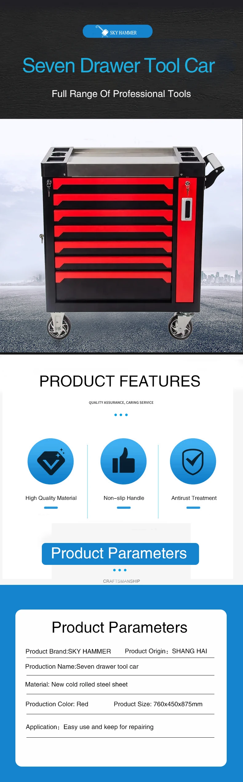 Hot High Quality Tool Box Trolley 298pcs Metal Tool