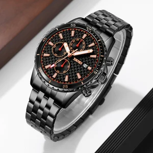 Skmei 9334 Cartoon Antique Business Charm Gold Date Chronograph Custom Logo Luxury 3BAR Waterproof Quartz Men Stainless Steel