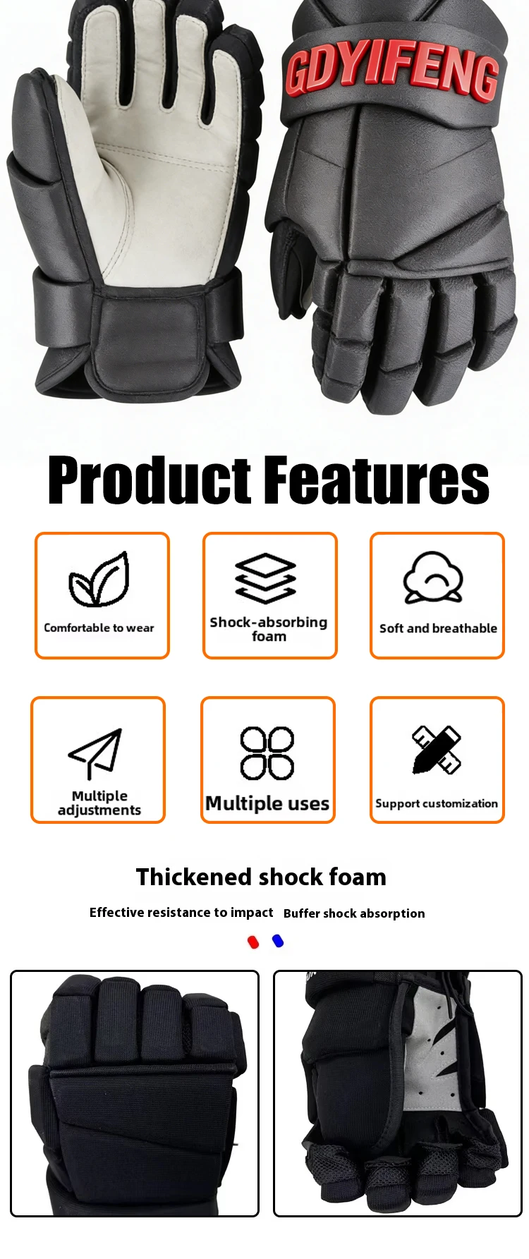 2026 Factory High Quality OEM Durable Ice Hockey Gear - Custom Training Shorts & Gloves for INT & SR Players