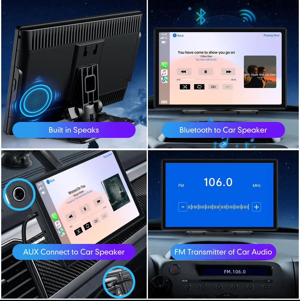 5/7/7.5/9/10.26 Inch Universal Wireless Carplay Android Auto Car Radio