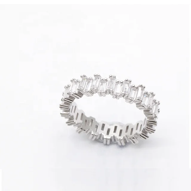 Custom Jewelry Women Original Design Timeless Rhodium-plated Gloss Zircon Tennis engagement wedding Ring 925 sterling silver