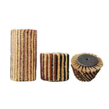 Good Quality Customized Wooden Polishing Sisal and Sandpaper Strip Cylinder Brush Roller