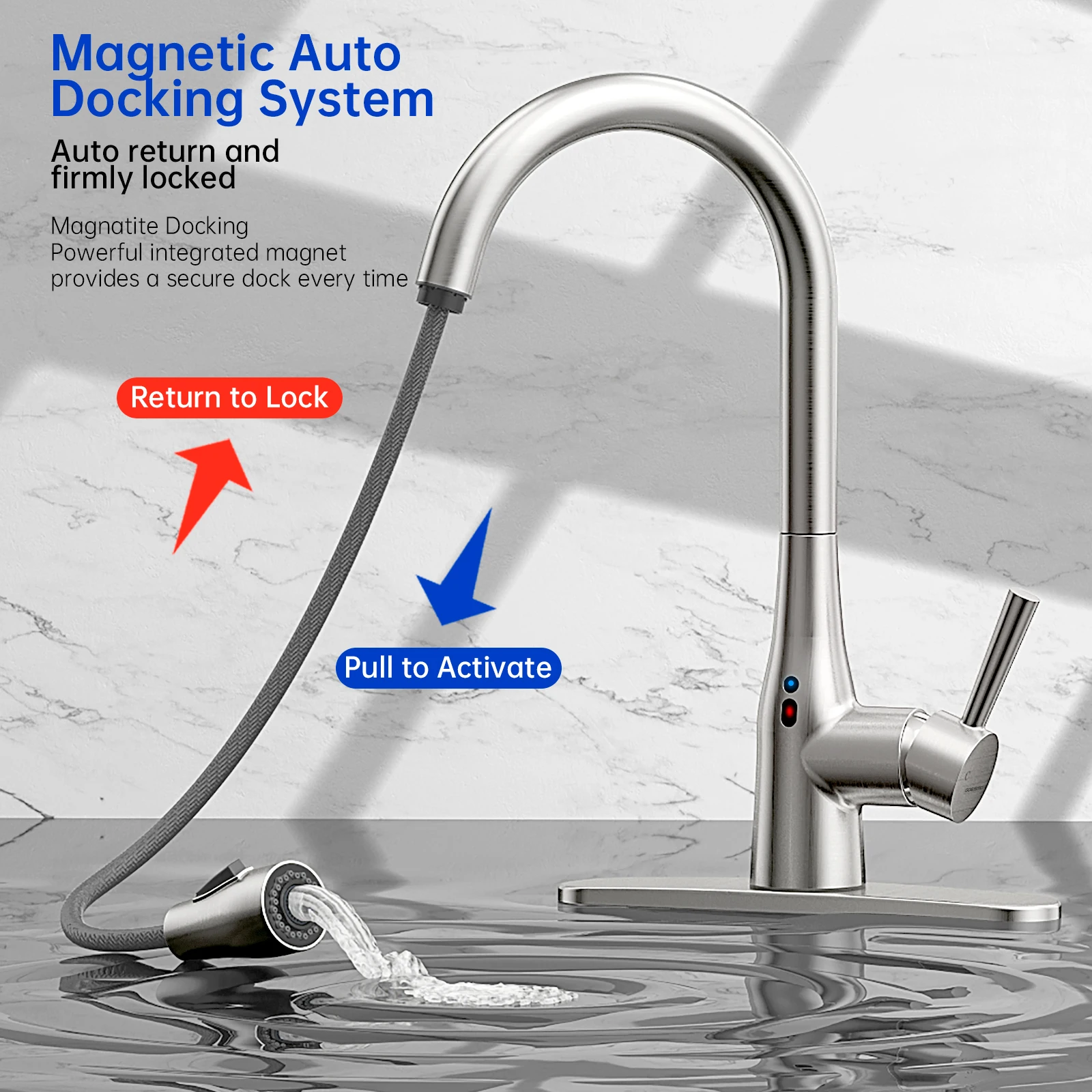Water Quality Monitoring App Control Kitchen Sink Faucet Pull Down